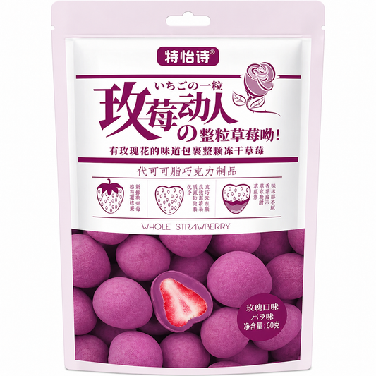 Fragole Liofilizzate Ricoperte Di Cioccolato alle Rose