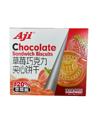 AJI BISCOTTI GUSTO CIOCCOLATO E FRAGOLA 112G