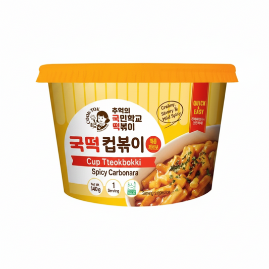 COOK TOK BIG CUP TTEOKBOKKI LEGGERMENTE PICCANTE AL CARBONARA HALAL 140 G